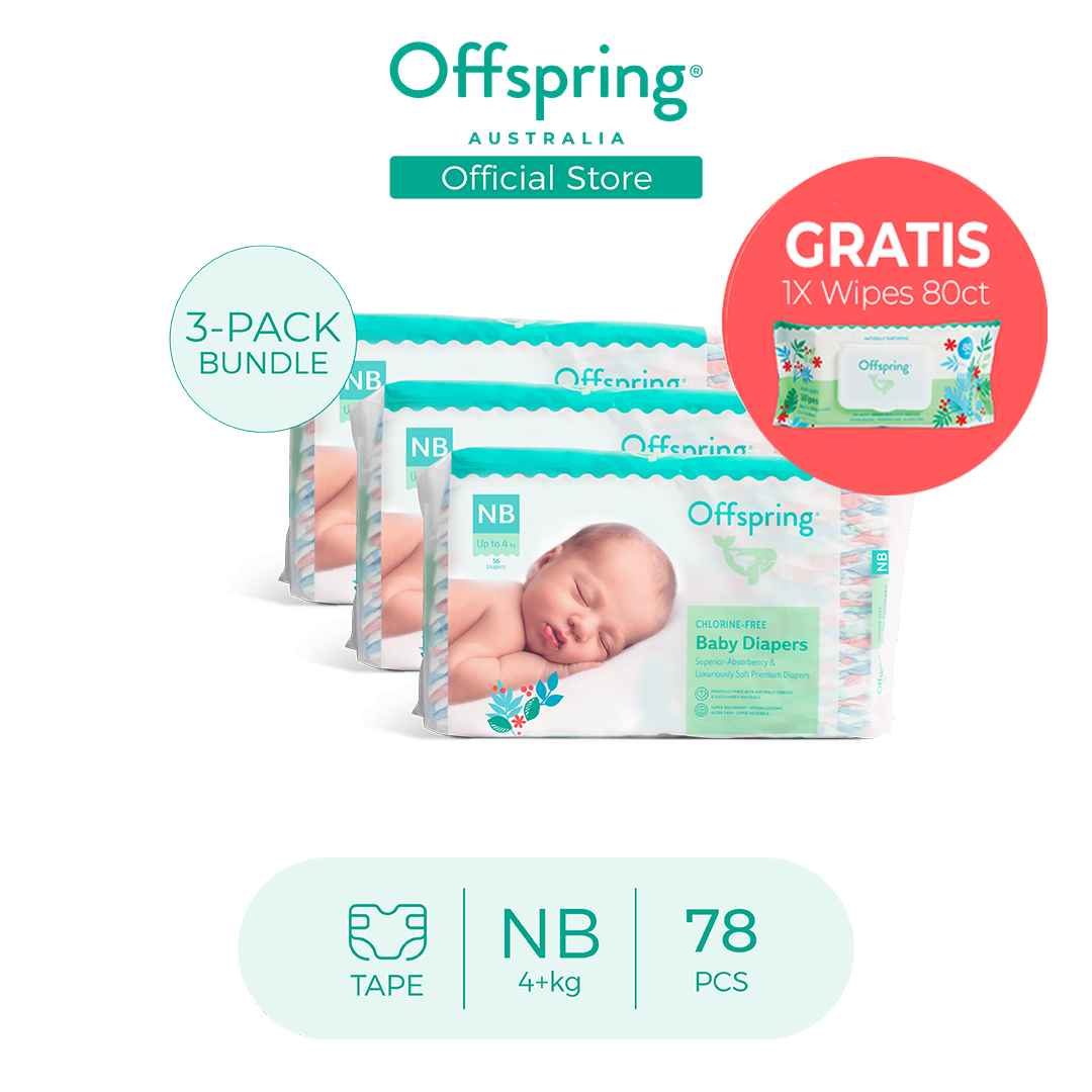 Offspring  Triple Pack Popok Bayi Diaper SAP Bebas Klorin